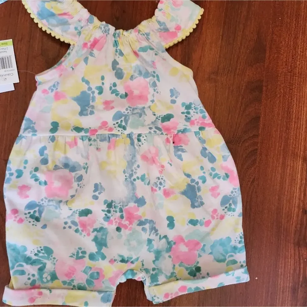 CALVIN KLEIN NEW FLORAL ROMPER WITH HEADBAND SIZE 3-6 MTHS
